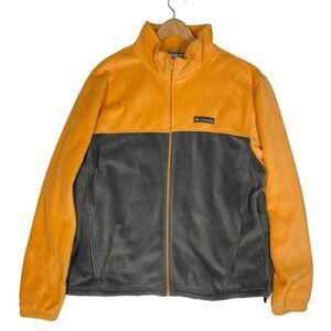 Columbia Men Full Zip Fleece Jacket XXL Orange Gray Zip-Pockets -Minimal Wear